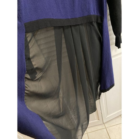 Patrizia Luca Milano Navy Open Front Cardigan Sweater Flowy Pleated Nylon Back - Picture 4 of 7